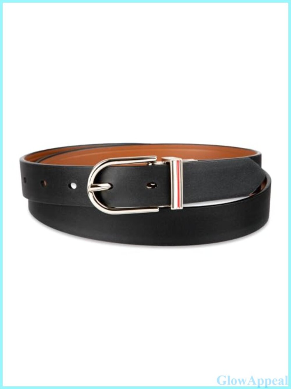 Reversible Slim Leather Belt Gold-Tone Buckle 1 Inch Adjustable